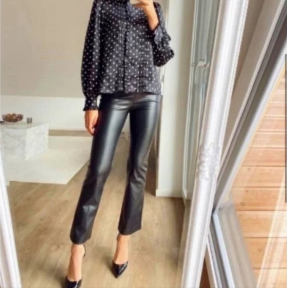 Zara Faux Leather Pants Womens M Black - Picture 2 of 11
